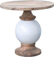 🌿 stylish white mango wood and metal round pedestal table by creative co-op logo