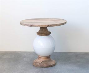 img 2 attached to 🌿 Stylish White Mango Wood and Metal Round Pedestal Table by Creative Co-Op