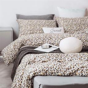 img 3 attached to 🛏️ Sleepymoon 100% Natural Cotton Duvet Cover Set - Full/Queen Size, Brown White Leopard Print, Soft & Breathable, Zipper Closure - Includes 1 Duvet Cover + 2 Pillow Shams - NO Comforter