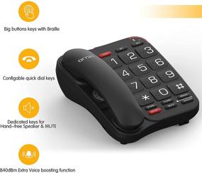 img 3 attached to Ornin S018 Big Button Corded Telephone with Speaker, 40dBm Handset Voice Amplification, User-Friendly Phone for Seniors with Visual Impairment, Braille Feature (Black)