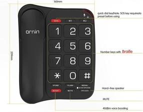 img 2 attached to Ornin S018 Big Button Corded Telephone with Speaker, 40dBm Handset Voice Amplification, User-Friendly Phone for Seniors with Visual Impairment, Braille Feature (Black)