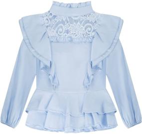 img 4 attached to 👚 Stylish Girls Ruffle Long Sleeve T-Shirt: Solid Peplum Shirt for 6-12 Years