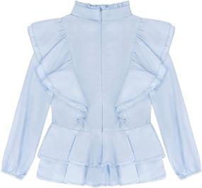 img 3 attached to 👚 Stylish Girls Ruffle Long Sleeve T-Shirt: Solid Peplum Shirt for 6-12 Years