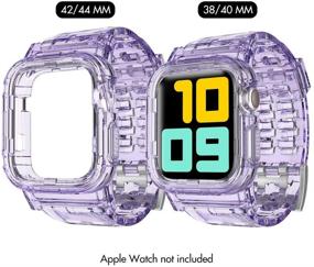 img 2 attached to 💜 AHASTYLE Clear Apple Watch Band with Rugged Bumper Case - Compatible with Apple Watch Series SE 6 5 4 3 2 1, Crystal Lavender, 42mm/44mm