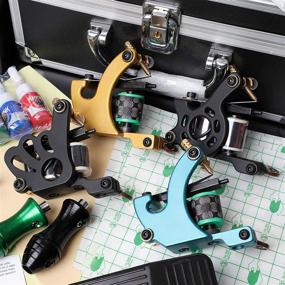 img 2 attached to 🖋️ HAWINK 4 Pro Tattoo Machine Guns Kit with 7 Inks, Power Supply, Foot Pedal, Needles, Grips, Tips, and Carry Case - TK-HW4006