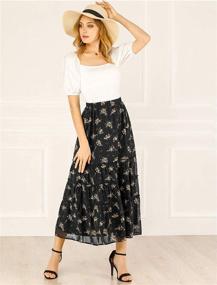 img 1 attached to 🌸 Allegra K Women's Floral Long Skirts: Stylish Elastic Waist Tiered Ruffle Boho Midi Skirt for Fashionable Ladies