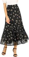 🌸 allegra k women's floral long skirts: stylish elastic waist tiered ruffle boho midi skirt for fashionable ladies logo