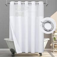 sumgar white waffle fabric shower curtain with snap-in liner - double layer, heavy textured mesh top window, hotel luxury modern farmhouse bathroom shower curtains set 71 x 74 logo
