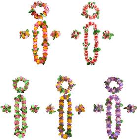 img 2 attached to AniiKiss 40 Packs Hawaiian Flower Leis Set - Luau Party Supplies for Hula Garland Necklaces, Bracelets, Headband - Jumbo Simulated Silk Flowers for Hawaii Decorations, Birthday Party Favors, Beach Theme Party Decor