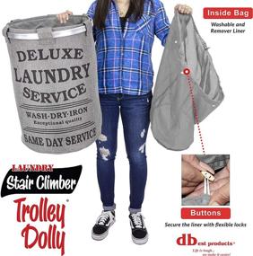 img 1 attached to 🧺 dbest products Stair Climber Laundry Trolley Dolly: Grey Hamper Basket Cart with Wheels Sorter - Convenient & Efficient Laundry Solution