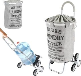 img 4 attached to 🧺 dbest products Stair Climber Laundry Trolley Dolly: Grey Hamper Basket Cart with Wheels Sorter - Convenient & Efficient Laundry Solution