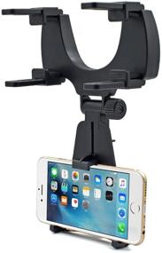 img 3 attached to 🚗 Black Car Rearview Mirror Mount Holder Cradle for iPhone 12/11/X/8 Plus, Samsung, GPS/PDA/MP3/MP4 Devices - Car Mount for Trucks and Autos