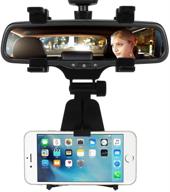 🚗 black car rearview mirror mount holder cradle for iphone 12/11/x/8 plus, samsung, gps/pda/mp3/mp4 devices - car mount for trucks and autos logo