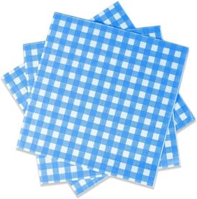 img 4 attached to 🎉 Fobeone Disposable Napkins: 40-Pack Blue and White Gingham Paper Luncheon Napkins for Parties, Birthdays, and Picnics