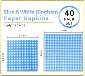 img 3 attached to 🎉 Fobeone Disposable Napkins: 40-Pack Blue and White Gingham Paper Luncheon Napkins for Parties, Birthdays, and Picnics