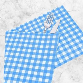 img 1 attached to 🎉 Fobeone Disposable Napkins: 40-Pack Blue and White Gingham Paper Luncheon Napkins for Parties, Birthdays, and Picnics