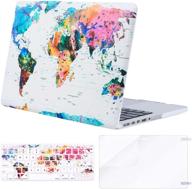 🌍 mosiso macbook pro 15 inch case a1398 with retina display, 2012-2015 version, world map white base - hard shell case with keyboard cover and screen protector logo