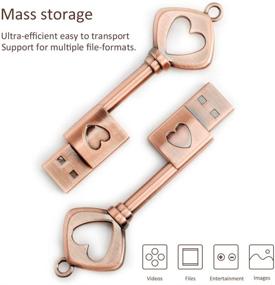 img 2 attached to Стильный USB флэш-накопитель 64 ГБ 2.0: BorlterClamp Retro Metal Love Heart Key Shaped Memory Stick