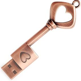 img 4 attached to Стильный USB флэш-накопитель 64 ГБ 2.0: BorlterClamp Retro Metal Love Heart Key Shaped Memory Stick