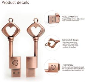 img 1 attached to Стильный USB флэш-накопитель 64 ГБ 2.0: BorlterClamp Retro Metal Love Heart Key Shaped Memory Stick