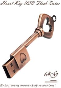 img 3 attached to Стильный USB флэш-накопитель 64 ГБ 2.0: BorlterClamp Retro Metal Love Heart Key Shaped Memory Stick