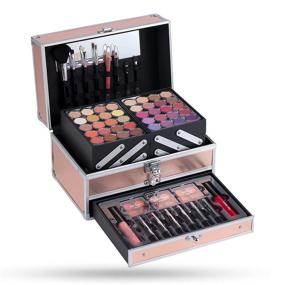img 1 attached to 🌟 Complete Hot Sugar Girls Makeup Kit - Ideal for Teenagers, Beginners, Adults, and Professionals - Trendy Rose Gold Cosmetic Box with Reusable Crafting - All-Inclusive Set for Full Face Makeup: Eyeshadow, Lip Gloss, Blush, Brush, and Lipstick