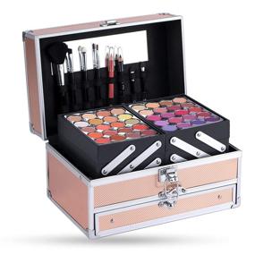 img 2 attached to 🌟 Complete Hot Sugar Girls Makeup Kit - Ideal for Teenagers, Beginners, Adults, and Professionals - Trendy Rose Gold Cosmetic Box with Reusable Crafting - All-Inclusive Set for Full Face Makeup: Eyeshadow, Lip Gloss, Blush, Brush, and Lipstick