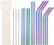 🍹 17-pack reusable stainless steel straws with travel organizer, silicone tip, and cleaning brushes - ideal for 20-30 oz tumblers logo