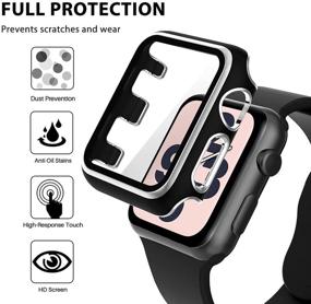 img 2 attached to 📱 2 упаковки чехла LϟK для Apple Watch 38мм Серия 3/2/1 - Полное покрытие защиты экрана и бампер - Черный/Серебро