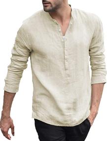 img 3 attached to 👕 LecGee Sleeve Henley Cotton Hippie Men's Shirts: Comfortable and Stylish Clothing for Men