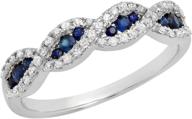 💍 dazzlingrock collection 10k gold round blue sapphire and white diamond bridal swirl stackable anniversary wedding band logo