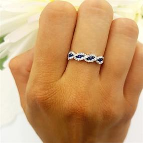 img 2 attached to 💍 Dazzlingrock Collection 10K Gold Round Blue Sapphire and White Diamond Bridal Swirl Stackable Anniversary Wedding Band