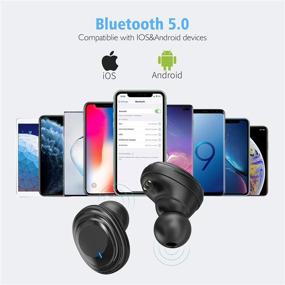 img 3 attached to 🎧 Беспроводные наушники Xunpuls, Bluetooth 5.0 автоматическая пара TWS наушники с зарядным кейсом на 2000 мАч, дисплей LED для отображения заряда батареи, 95 часов воспроизведения, водонепроницаемость IPX7, встроенный микрофон наушников для спорта и бега.