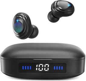 img 4 attached to 🎧 Беспроводные наушники Xunpuls, Bluetooth 5.0 автоматическая пара TWS наушники с зарядным кейсом на 2000 мАч, дисплей LED для отображения заряда батареи, 95 часов воспроизведения, водонепроницаемость IPX7, встроенный микрофон наушников для спорта и бега.