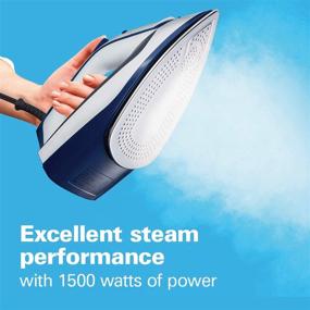img 3 attached to 🔌 Hamilton Beach Iron & Steamer for Clothes - Smooth Press Stainless Steel Soleplate, 3-Way Auto Shutoff, 1500 Watts - High-Velocity Steam, 10’ Cord, Leak-Proof Anti-Drip - White (14650)