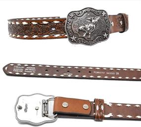 img 3 attached to 🌸 Nocona Belt Co. Brown Floral Tooled Boys Belt with Buckstitching and Buckle