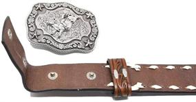 img 2 attached to 🌸 Nocona Belt Co. Brown Floral Tooled Boys Belt with Buckstitching and Buckle