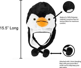 img 1 attached to 🐧 Winter Ski Hat Beanie Aviator Style Penguin Plush Animal Black/White (Short)