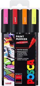 img 4 attached to 🎨 POSCA Fluorescent Paint Marker Set - PC-5M - Pack of 4 - in Wallet