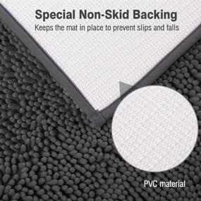 img 2 attached to 🚽 ITSOFT Water Absorbent Non-Slip Shaggy Chenille Charcoalgray U-Shaped Bathroom Rug - 24 x 21 Inches Toilet Contour