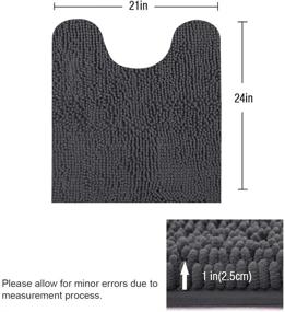 img 3 attached to 🚽 ITSOFT Water Absorbent Non-Slip Shaggy Chenille Charcoalgray U-Shaped Bathroom Rug - 24 x 21 Inches Toilet Contour