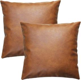 img 4 attached to 🛋️ JOJUSIS Modern Leather Throw Pillow Covers: Stylish Set for Couch, Sofa, Bed - 2 Pack, 20 x 20 Inch, 100% Faux Leather