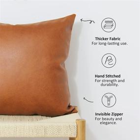 img 2 attached to 🛋️ JOJUSIS Modern Leather Throw Pillow Covers: Stylish Set for Couch, Sofa, Bed - 2 Pack, 20 x 20 Inch, 100% Faux Leather