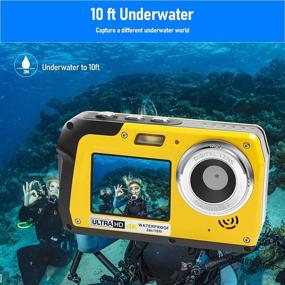 img 1 attached to 📸 Waterproof Camera - 10FT Dive Depth, 4K Full HD, Anti-Shake Zoom, 18X Digital, 56MP Underwater Camera for Snorkeling (Yellow)
