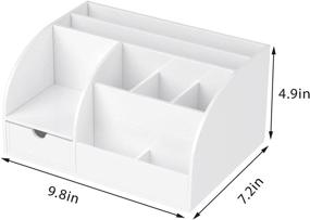 img 3 attached to 🗄️ FEMELI White Acrylic Desk Organizer with Drawer and 8 Compartments - Office Desk Accessories