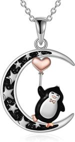 img 4 attached to 🐧 SEO-Optimized Sterling Silver YFN Penguin Necklace - Perfect Gift for Christmas, Mother, Daughter, Sister, Girls - Featuring Snowflake and Crescent Moon Penguins