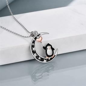 img 2 attached to 🐧 SEO-Optimized Sterling Silver YFN Penguin Necklace - Perfect Gift for Christmas, Mother, Daughter, Sister, Girls - Featuring Snowflake and Crescent Moon Penguins