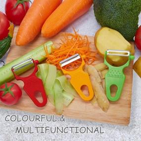 img 3 attached to 🔪 LHS Peeler Set of 3 - Stainless Steel Julienne Vegetable Shredder Slicer for Cabbage, Potato, Apple, Carrot - Multifunctional Veggie and Fruit Peeler