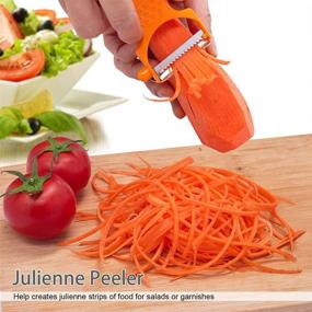 img 2 attached to 🔪 LHS Peeler Set of 3 - Stainless Steel Julienne Vegetable Shredder Slicer for Cabbage, Potato, Apple, Carrot - Multifunctional Veggie and Fruit Peeler