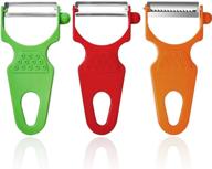 🔪 lhs peeler set of 3 - stainless steel julienne vegetable shredder slicer for cabbage, potato, apple, carrot - multifunctional veggie and fruit peeler logo